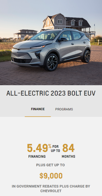 2023 Chevy BOLT EUV  Special Finance Incentives Offers Jack Carter Northstar GM Fernie British Columbia
